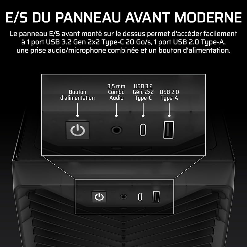 3200D RS Boîtier PC Moyen Tour, 3 Ventilateurs RS120 Inclus – Fumée