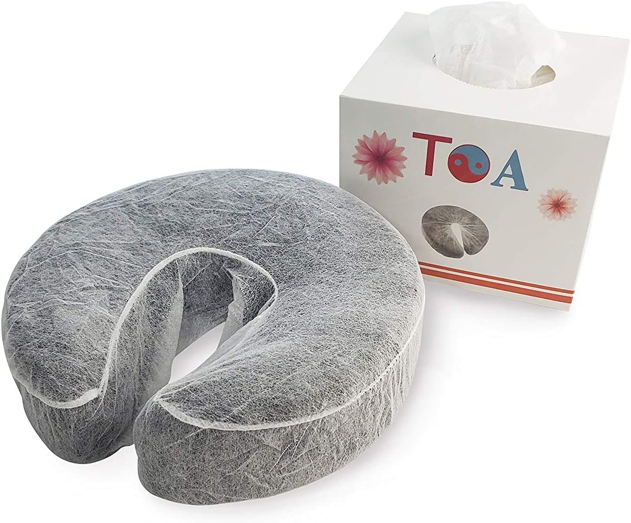 TOA Supply Fitted Disposable Face Cover 50pc Spa Massage Crescent Head Rest Medical-Grade Non-Sticking for Cradle Cushion