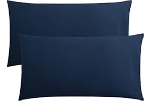 FLXXIE 2 Pack Microfiber King Pillow Cases, 1800 Super Soft Pillowcases with Envelope Closure, Wrinkle, Fade and Stain Resistant Pillow Covers, 20x36, Navy