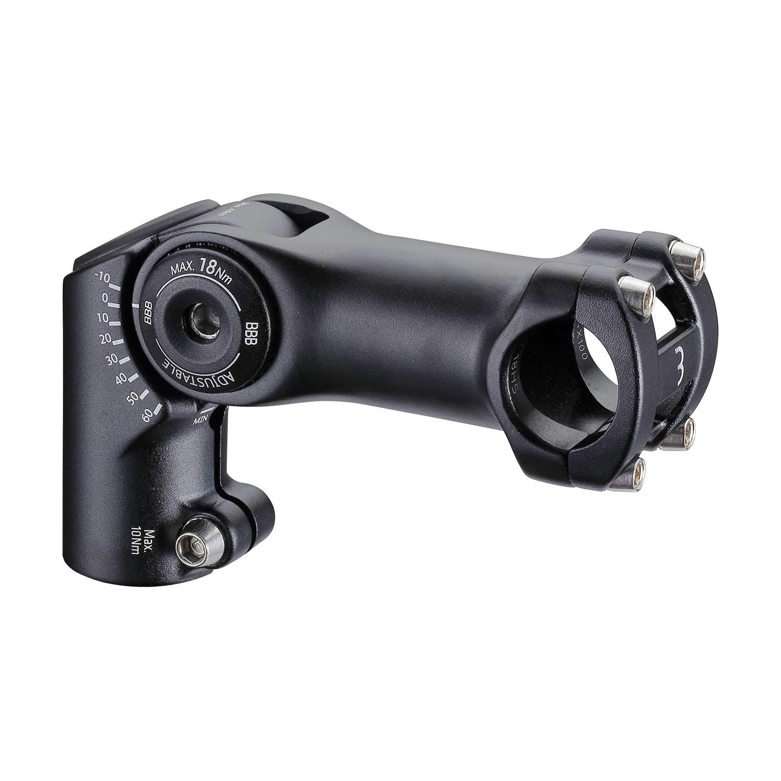 BBB Cycling Handlebar Stem HighFix | Ø 25,4 mm +60/-10 Degree Adjustable 80mm | E-bike Urban Cycling | Aluminium Steel | BHS-34