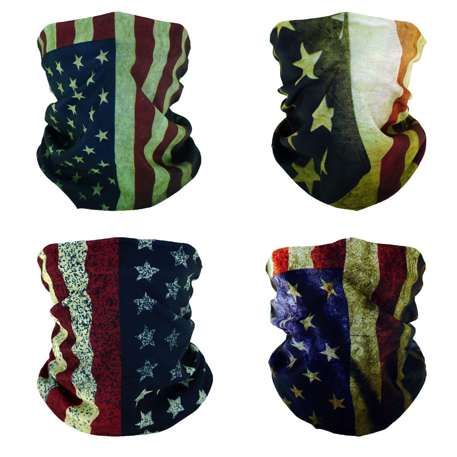 SMEHCF 4 US Flag Headband Bandana Balaclava Half Face Mask Shield Head Hair Scarf Neck Gaiter Hat Multipurpose For WoMen Men Breathable Reusable Washable Retro