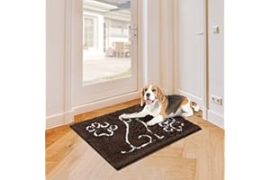 Merelax Indoor Door Mat Entryway Rug, Dog Doormat for Mud Paws, Water Absorbent Mat for Muddy Wet Shoes, Washable Front Door Mat, Non Slip Welcome Floor Mats for Outdoor Entrance, 36x24, Brown