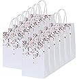Cooraby 18 Pieces Rose Gold Bronzing Paper Bags Hen Party 6.3 x 3.1 x 8.6 Inch Bride Wedding Kraft Bags Birthday Gift Bag with Handle for Parties Celebrations (Color C)