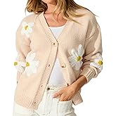 Womens Flower Knit Cardigans Long Sleeve Button-up Aesthetic 90s Knitted Fall Sweater Cardigans Tops