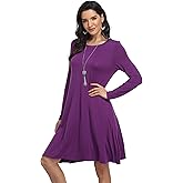 VintageClothing Women's Casual T Shirt Dresses Long Sleeve Loose Swing Dress with Pockets