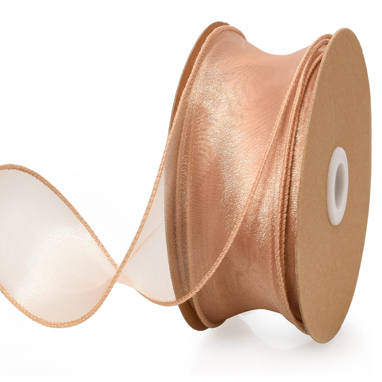 Photo 1 of 1.5 Inch Sheer Organza Ribbon Gold Wavy Knot Wired Ribbon 25 Yards for Gift Wrapping, Bouquet Wrapping,Craft?Christmas-Birthday-Wedding-Party Decoration (1.5 inch, Gold)