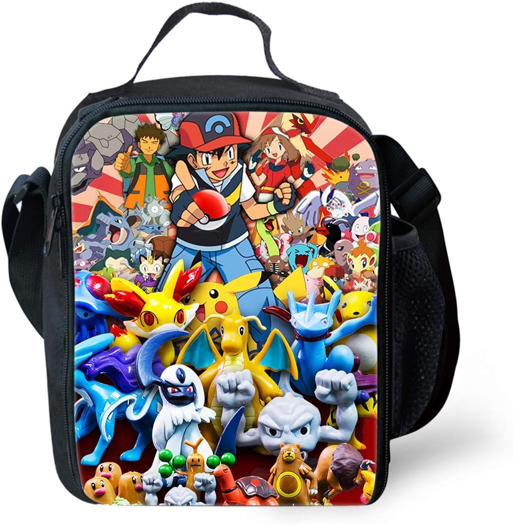 3D Cartoon Printed Poke-mon Lunch Bag for Children Kid Food Bag Fashion Pattern Teens Teens Lunch Box Tote Pupil Cooler Bag for Lunch,Picnic Food Bag for Girls and Boys (Lunch Bag 2)