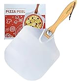 OVTHMT Pizza Peel 12 inch, Aluminum Pizza Paddle 12 x 14 inch with Foldable Wood Handle, Pizza Turning Peel, Pizza Spatula For Oven, Bread, Pastry, Dough, Cake, Pizza Spatula Paddle, Metal Pizza Peel