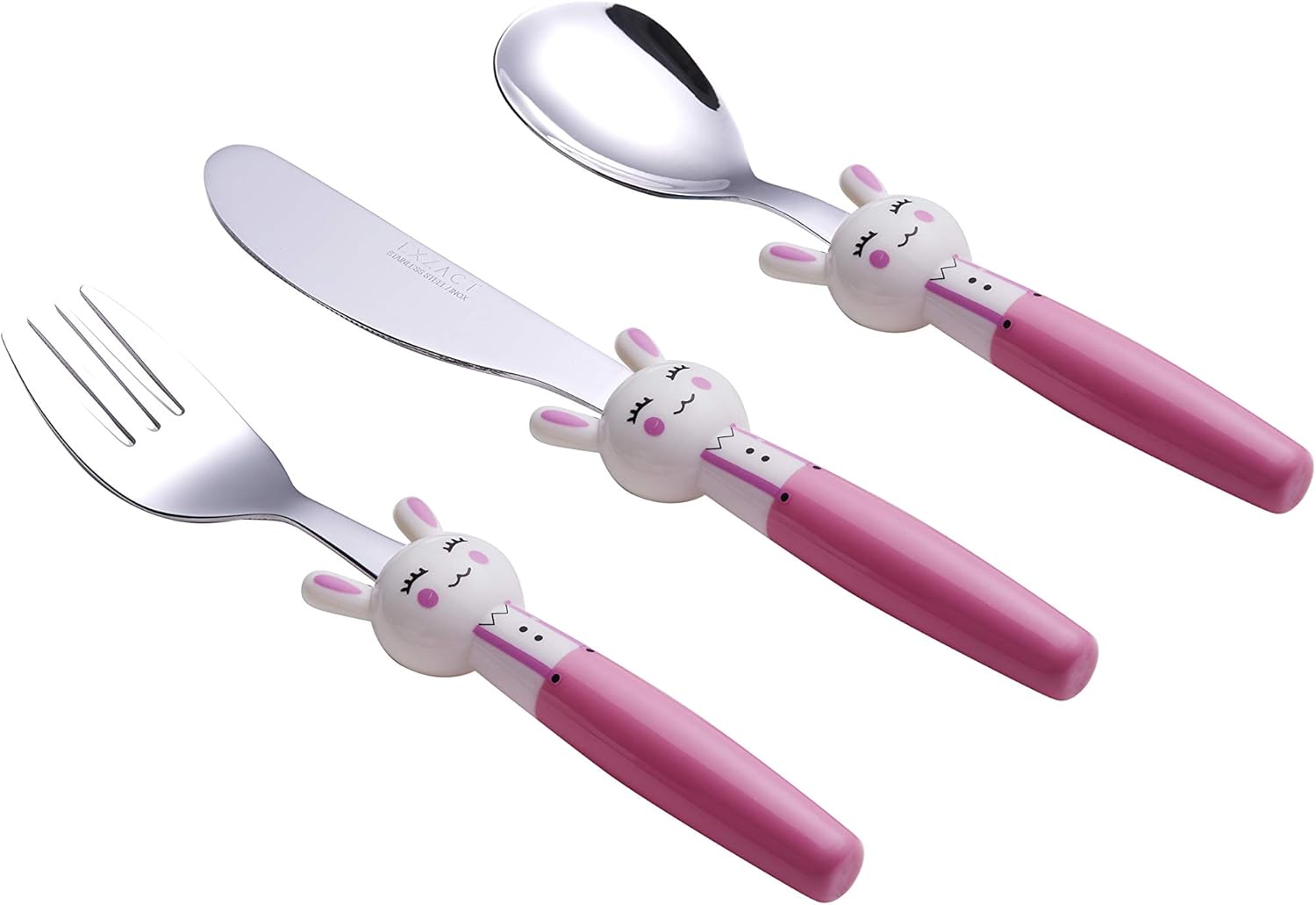 Exzact Children's Cutlery Stainless Steel 3pcs Set/Kids Cutlery/Toddler Utensils/Flatware, 1 x Fork, 1 x Safe Dinner Knife - Image 3