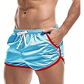 AIMPACT Mens Mesh Shorts Retro 3 Inch Sexy Side Split with Pockets Athletic Workout Running Booty Short Shorts