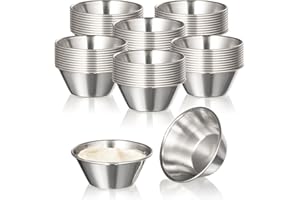 Fit Meal Prep [120 Pack 1.5 oz Stainless Steel Dipping Sauce Cups, Reusable Metal Ramekins, Commercial Grade Condiment Bowls,