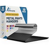 Lifemaster Metal Pants Hanger Set - 30 Pieces Elegant Non-Slip Closet Space Saving Hanger Set for Pants, Trouser, Blankets, and Jeans with Rubber Coating and Open Ended Sleek Design - Black