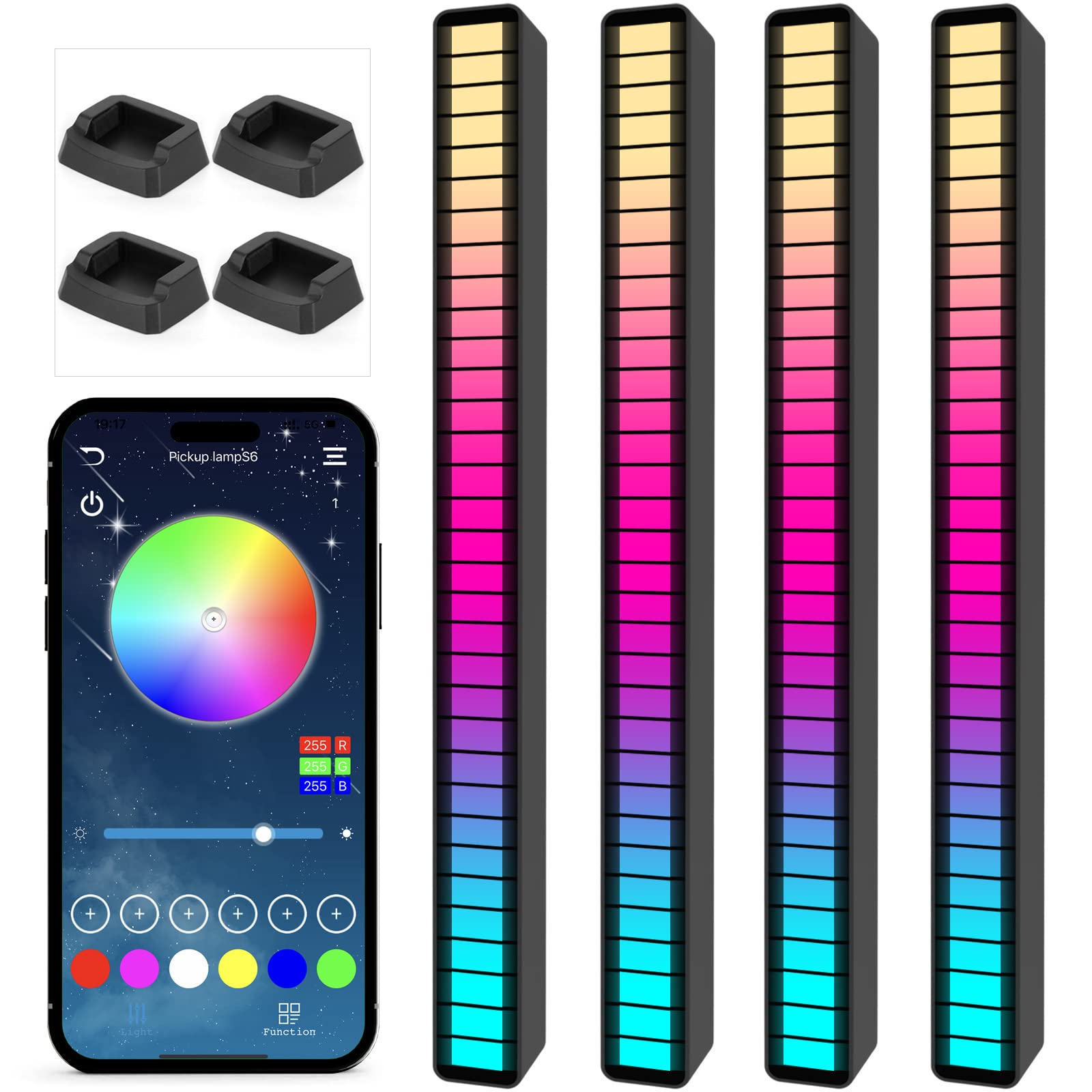 Photo 1 of Soulpunk RGB Rechargeable Sound Control Light, Voice-Activated Pickup Music Rhythm Lights, Creative Colorful LED Ambient Light, with 15 Modes Music Sync 32-Bit Audio Spectrum for Car?4 Pack-App?