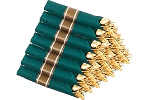 Supernal Gold Plastic Silverware with Green Napkins,Gold Silverware Disposable,Wrapped Plastic Cutlery Set with Napkin,Pre Rolled Silverware Set Disposable,Christmas Cutlery Suitable for 30 Guests