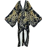 Summer Silk feeling beach cover up Women Cardigan Boho African Holiday party long Sleeve Robe kimono Kaftan