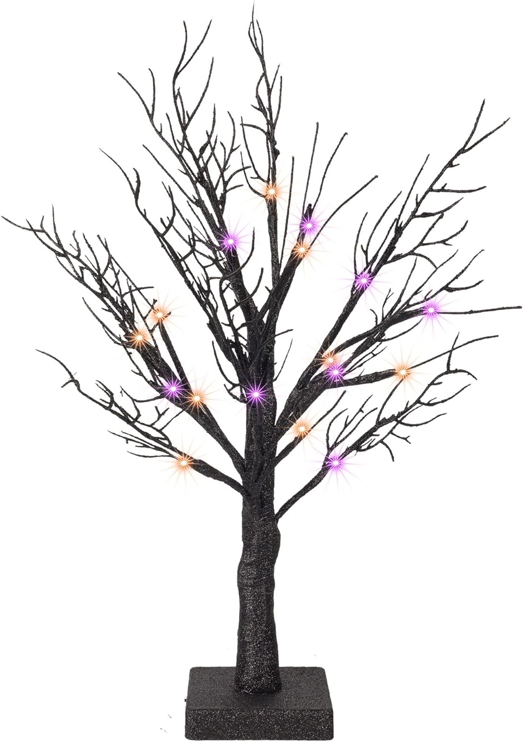 Trees - Dazzle Bright 20 Inch Orange & Purple Lighted Halloween Birches Tree Decor, 24 LED Battery Operated Halloween Decorations Artificial Black Spooky Tree with Timer for Indoor Home Holiday Xmas Party