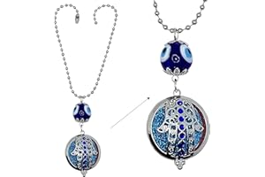 LUCKBOOSTIUM Essential Oil Diffuser for Car, Automobile Hanging Evil Eye Aromatherapy Diffuser Cage Pendant with Scent Pad, Aroma Diffusers for Essential Oils, Small Car Diffuser Locket Charms for Anxiety Relief