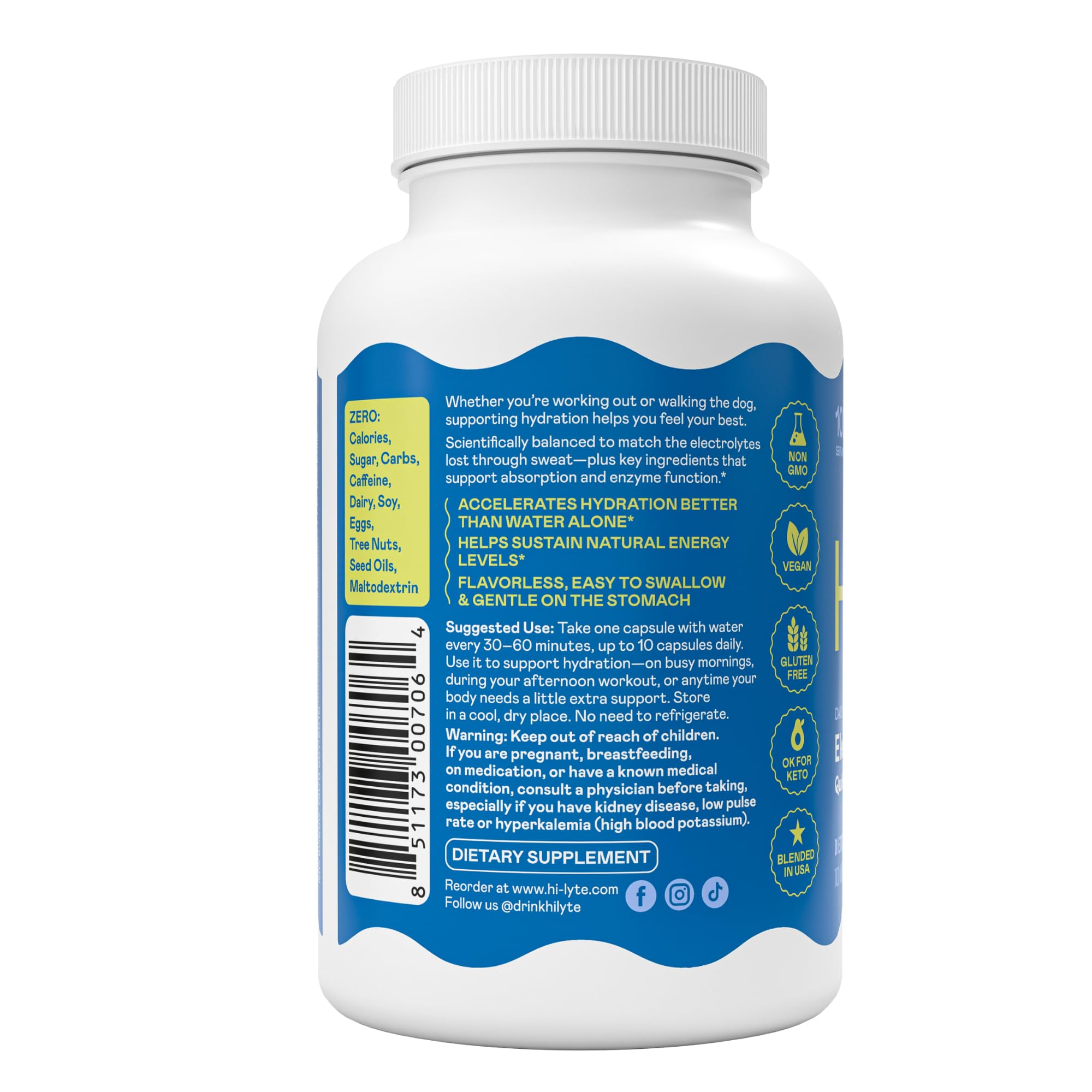 Hi-Lyte Daily Essentials Electrolytes Quick Caps Unflavored, 100 Servings