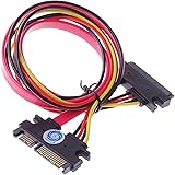 SMAKN(TM) 22-pin (7+15) Sata Male to Female Data and Power Combo Extension Cable - Slimline Sata Extension Cable M/f - 20inch (50cm)