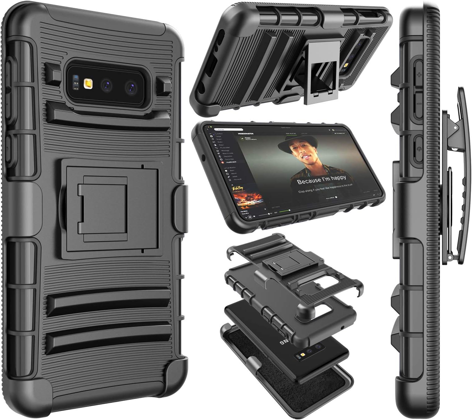 Njjex Case Compatible with Samsung Galaxy S10E 5.8" Inch, [Ngate] Armor Defender Locking Holster Swivel Belt Clip Kickstand Heavy Duty Full Body Protective Carrying Phone Cover For Galaxy S10E [Black]