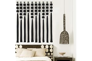 IOWER Large Macrame Wall Hanging Black Macrame Wall Decor Sphericity Cotton Textile Wall Hanging Boho Wall Decor Art Fiber Yarn Art Handmade 39" Wx39 L