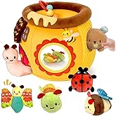 Toynificent Baby Toys 6-12 Months, Honey Jar Adventure Toy, Soft Stuffed Animal Set with Rattle, Crinkle Paper, Squeaker, Mirror, Toddlers Sensory Montessori Toys for Boy Girl 0-3 Years Old