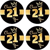 Sumerk 48 PCS Black and Gold 21st Birthday Stickers 2 Inches Round Waterproof 21st Stickers for Bottles Cups Birthday Card Seal Party Favor Bags Seal