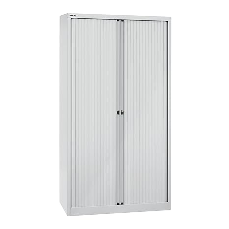 Bisley Euro Rollladenschrank - 4 Fachböden, 5 Ordnerhöhen - Breite 1200 mm, lichtgrau | ET44/12/61/4S.1V7 - Aktenschrank Büro