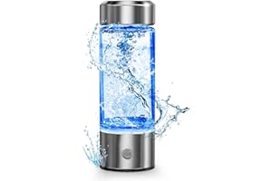 FOSSDUCK Hydrogen Water Bottle, Portable Hydrogen Water Ionizer Machine, Hydrogen Water Generator, Rechargeable Hydrogen Rich Water Glass Health Cup for Home Travel (Silvery)