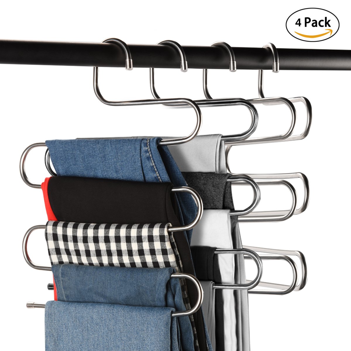 MultiPurpose Pants Hangers, CEISPOB Stype 5 Layers Stainless Steel