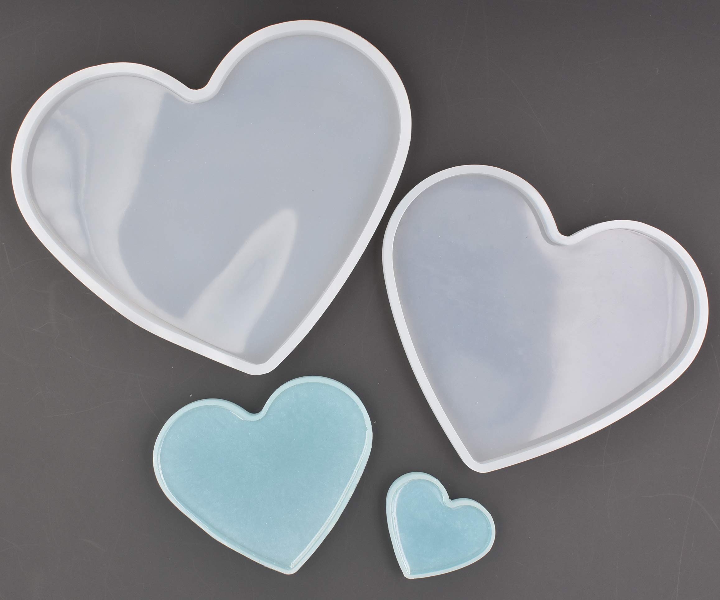 4Set Love Heart Shape Epoxy Mold - Size 18cm, 15cm, 10cm, 5.2cm DIY Resin Casting Silicone Mold (Not Deep Heart)
