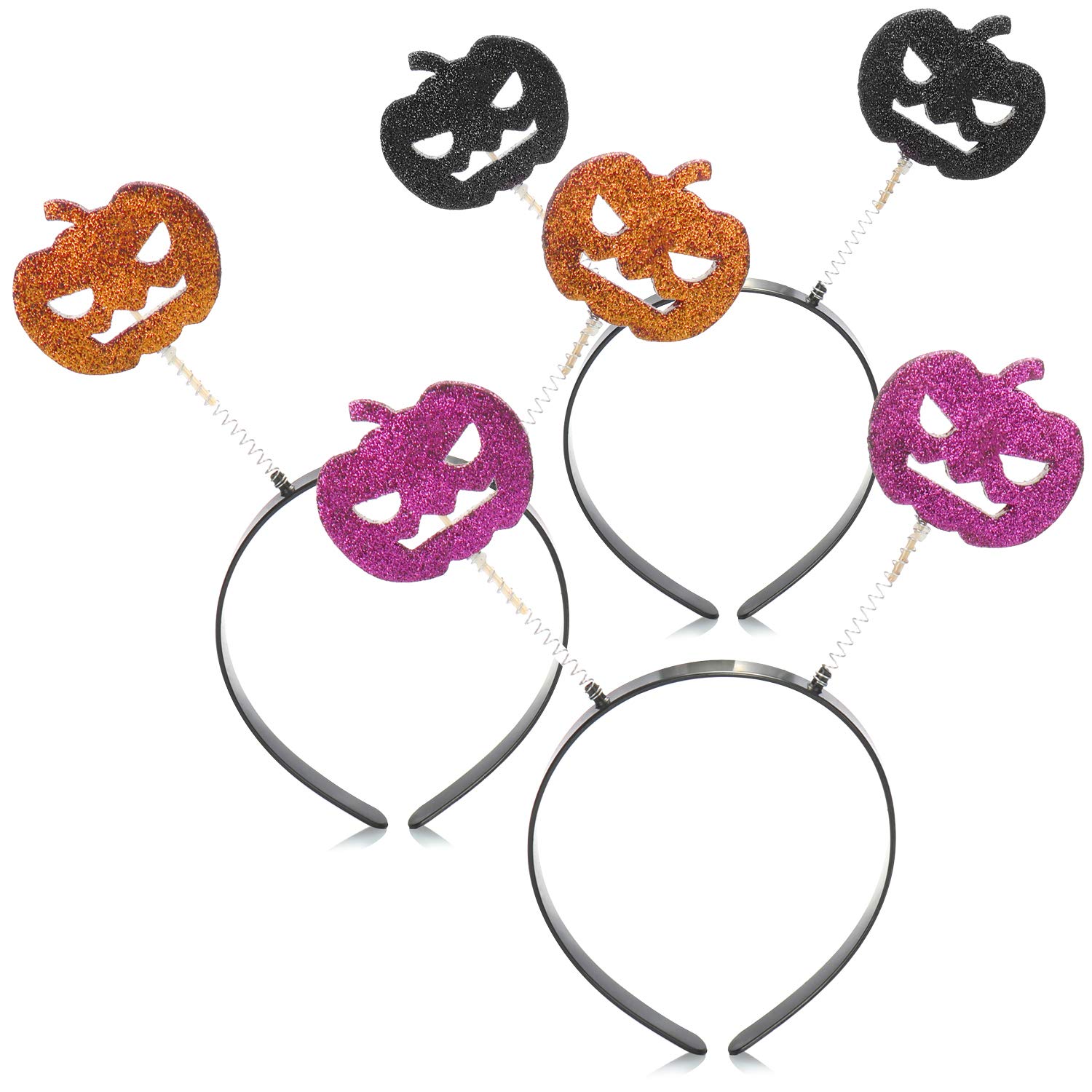 com-four® 3x Pumpkin Hairband - Pumpkin Motif for Halloween & Carnival - Headband for Children & Adults (Orange, Purple, Black)