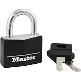 Master Lock Gym Locker Lock, Keyed Lock, Black Covered Aluminum Lock 141D | Weather Resistant Key Padlock for School Lockers, Cabinets, Storage, Indoor or Outdoor Security, and Everyday Use, Black Lock