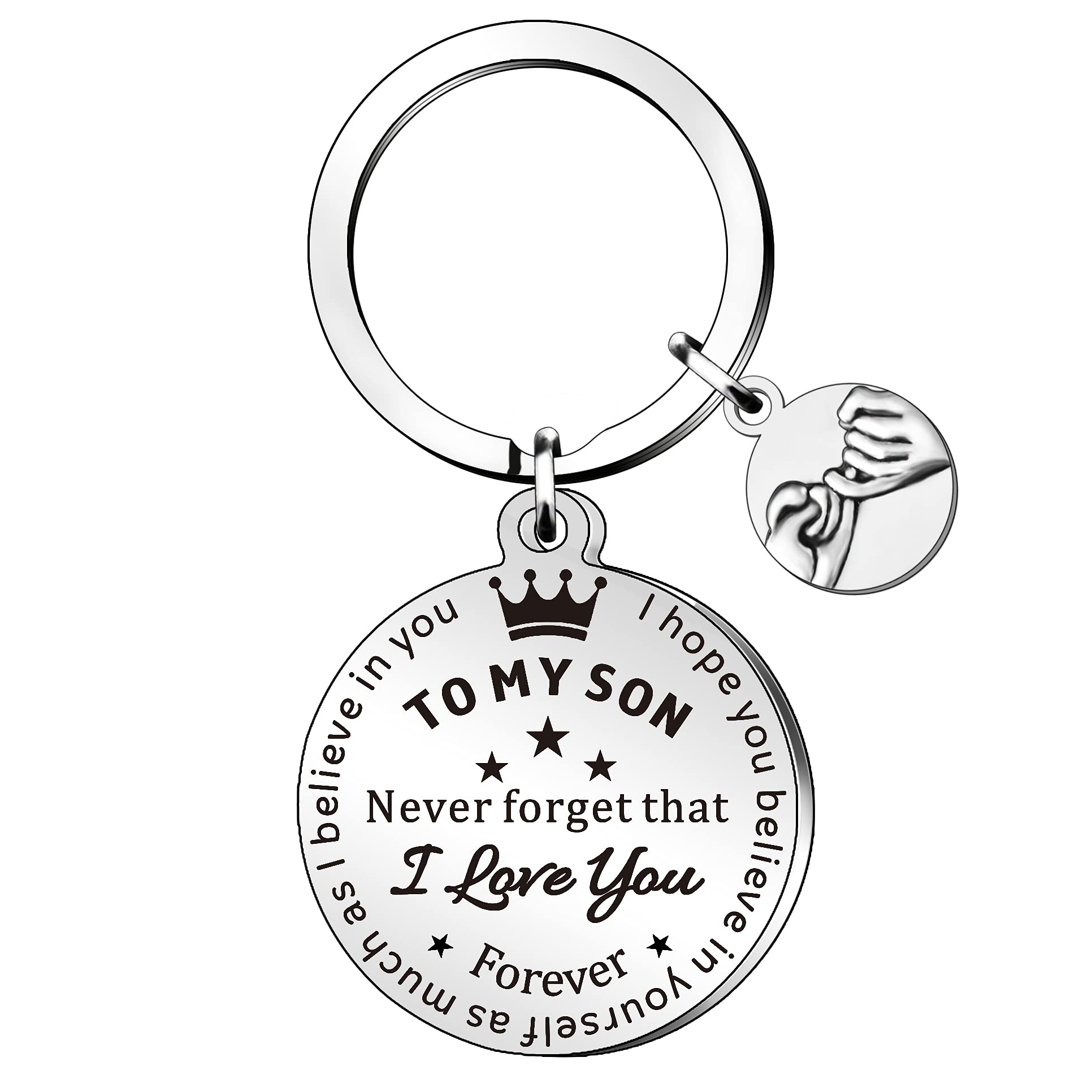 QMVMV To My Son Inspirational Gifts Keyring Keychain Key Rings Chains From Mum Dad Never Forget That I Love You Forever