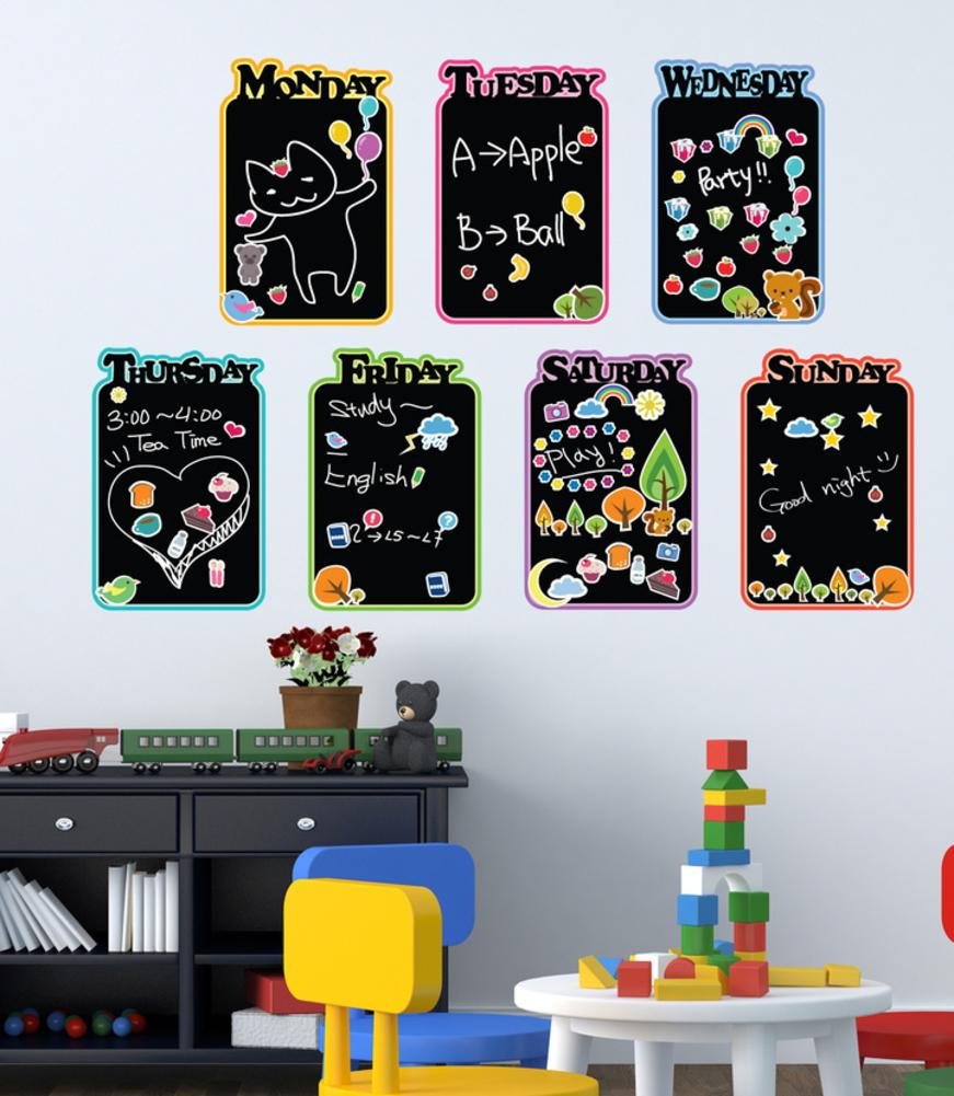 Walplus 100x65 cm Wall Stickers Kids Diary Blackboard Removable Self-Adhesive Mural Art Decals Home DIY Office Décor Wallpaper Nursery Children Kids Room Gift, Black