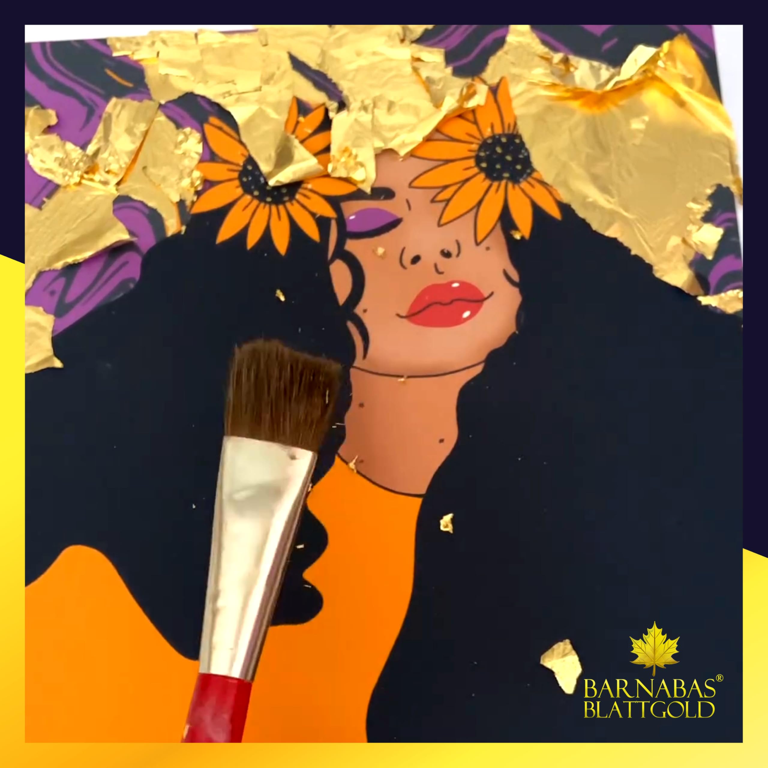 Barnabas Blattgold Gold Leaf - 23.75K Real Gold [10 Sheets, 3.4 inches] - Transfer Patent for Painting, Arts and Crafts