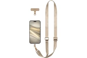 EKAX Universal Cell Phone Lanyard, Adjustable Crossbody Nylon Strap with Double Hooks&PU Leather Clip, Fits Most Phones