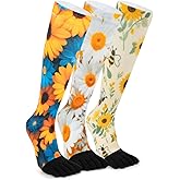Magifuls VividPrint 5-Toe Socks (3 Pairs) – Stylish Crew Socks for Women & Men, Breathable & Supportive