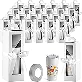 hidyuuoo 24 Pcs Tumbler Gift Box with Handle for 12oz 16oz 20oz 30oz Clear Wine Glass Gift Box Sublimation Tumblers Heat Press Blanks Bottle for Wrapping Packaging(White)