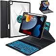 BLUTLOTUS Keyboard Case for iPad 9th/8th/7th Generation 10.2 Inch,360° Rotatable Magnetic Keyboard Case with Pencil Holder Grooves Design(2021/2020/2019),7 Color Backlit Detachable Wireless (Black)