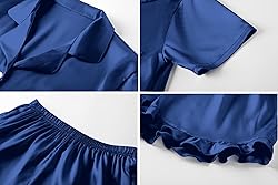 Umeyda Girls Satin Silky Collar V Neck Ruffle Short