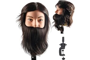 Zenyinfa Male Mannequin Head 100% Human Hair Training Doll Head for Hair Styling Cosmetology Manikin head for Cutting with Clamp Stand