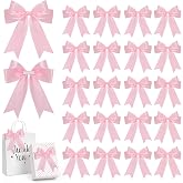 Riceshoot 5.5'' Large Pink Bows, Self Adhesive Satin Bow for Gift Wrapping | 24 Pcs Pink Premade Ribbon Bows, Big Bows with Double Sided Tape for Gift Baskets Wreath Treat Bag Christmas Wedding Party