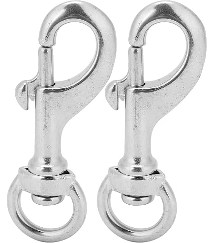 2-Pack Stainless Steel 304 Swivel Eye Snap Hooks – M6 (2#), 4 Inch, 260lbs Working Load, For Marine, Pet, Keychain & Rope
