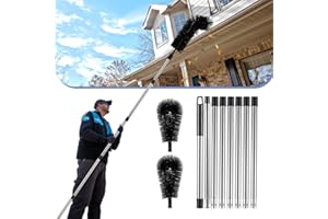 LrqzHsyl Gutter Cleaning Tools from Ground - 10.5FT Long Adjustable gutter Cleaner & Brush, No Ladder Needed | Rain Gutter Cleaning Tool Makes it Easy To Clean Leaves, Branches And Debris from Gutters