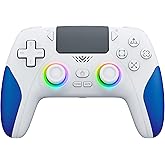 GMVOX Wireless Controller for PS-5/PC, Hall Effect Joysticks & Triggers Gaming Controller with Programmable/Remap/Turbo/LED Light Functions, 3.5MM Headphone Jack, Dual Vibration,White