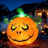Toiyjofe 5FT Halloween Inflatables Pumpkin Yard Decoration | Lighted Blow Up Pumpkin With a Scary Face, Built-in LED Lights, Ideal for Lawn, Garden, Porch, Halloween Parties