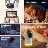 BOIFUN 4MP WiFi Baby Monitor 5.5 inch Screen 360° PTZ Night Vision view 2