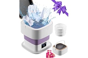 MIHEQIKQI 60W Portable Washing Machine, 13L Mini Laundry Washer with 3 Modes Cleaning for Underwear,Baby Clothes,Shirt,Small Delicates.Foldable Washer and Dryer Combo for Apartment,Home,Hotel,Camping,RV(Purple)