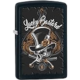 Zippo Lighter: Lucky Bastard Skull - Black Matte 80196